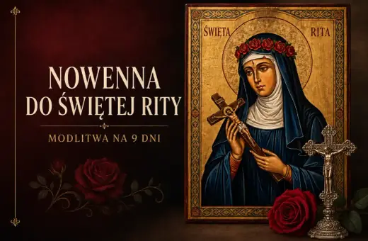Nowenna do św. Rity, modlitwa na 9 dni. Ikona przedstawia świętą z krzyżem i wieńcem róż.
