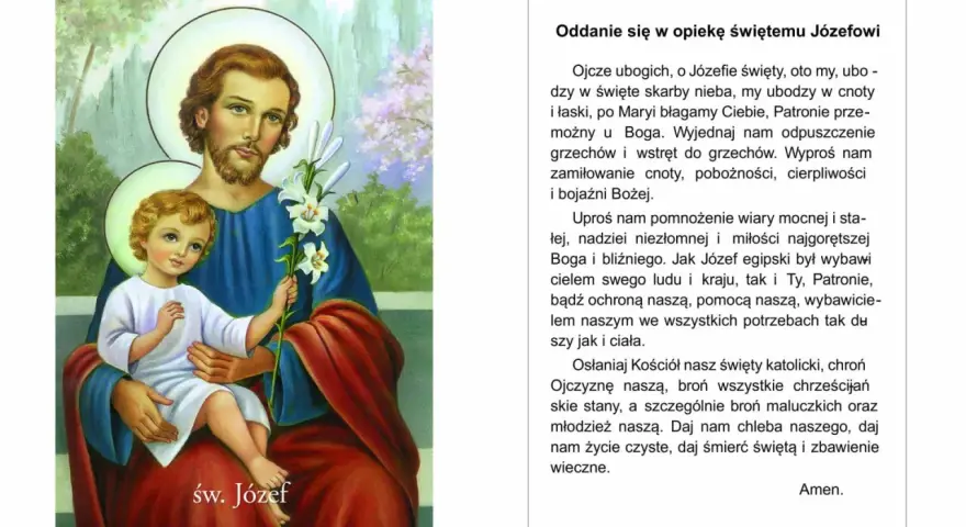 Św. Józef z Dzieciątkiem Jezus, modlitwa do św. Józefa za rodzinę.