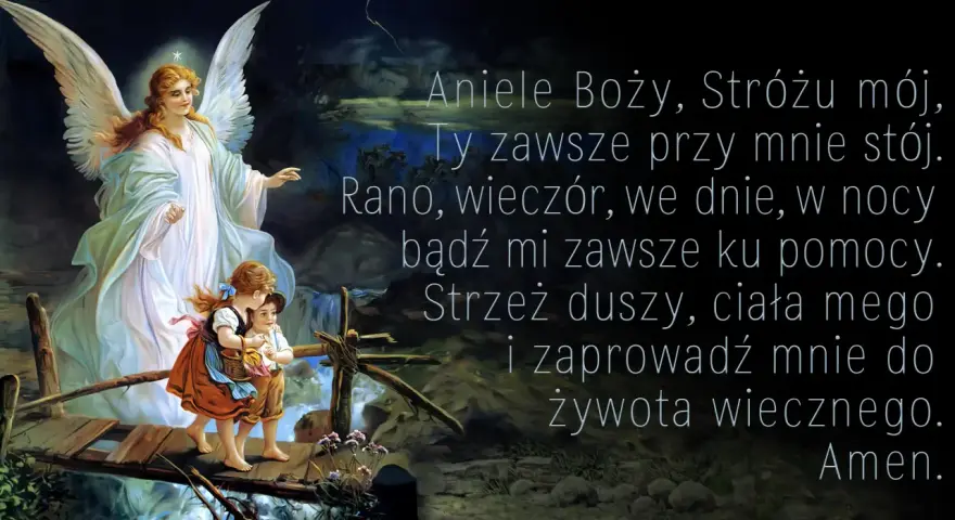 Anioł stróż dziecka prowadzi je przez most. Modlitwa do anioła stróża dziecka.